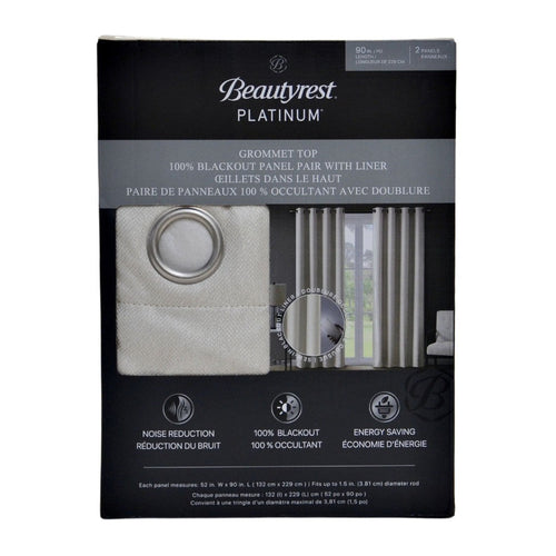 Beautyrest Platinum Blackout Curtains 229cm 2 PANELS - Beige