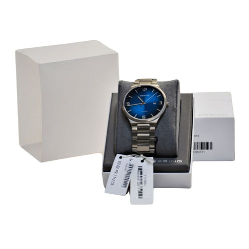 Bering Men's Titanium Brushed Silver 15240-777 Watch Blue Dial