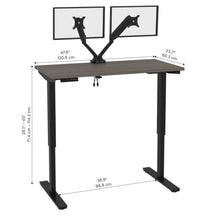 Load image into Gallery viewer, Bestar Standing Desk with Dual Monitor Arm 48W x 24D Bark Grey
