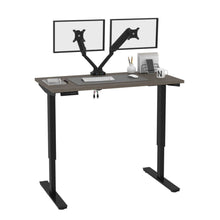 Load image into Gallery viewer, Bestar Standing Desk with Dual Monitor Arm 48W x 24D Bark Grey
