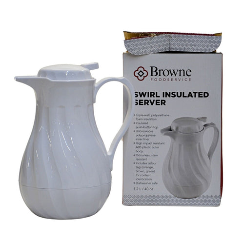 Browne - 1.2L Insulated Beverage Server With Push Button Swirl White