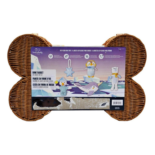 Buddy Buddy Dog Bone Basket and 5-pc Arctic Dog Toy Set