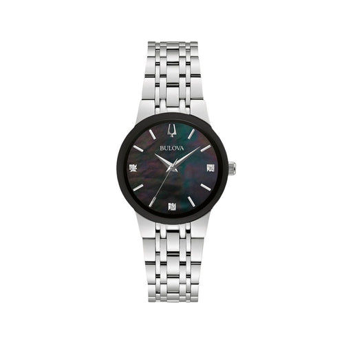 Bulova Women's Futuro Quartz Watch - Silver/Black 96P217