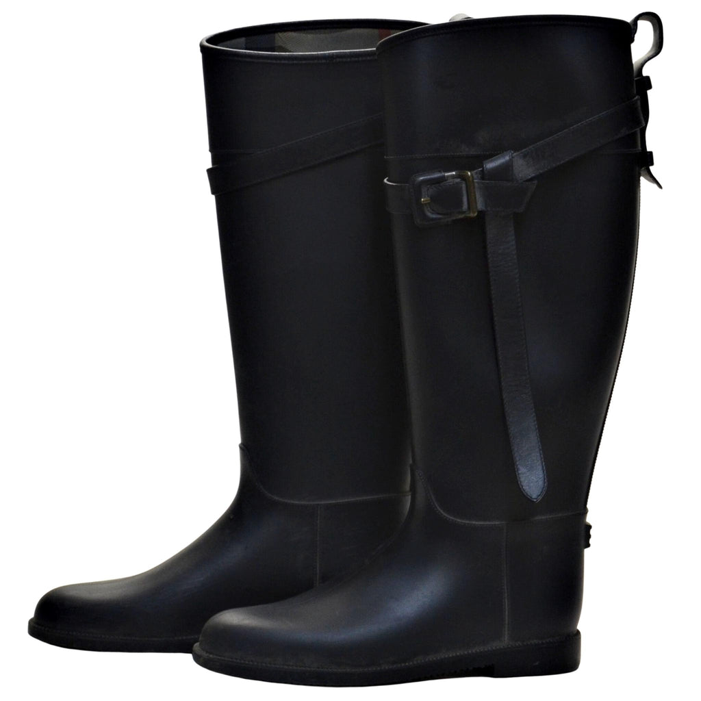 Burberry Knee High Rubber Rain Boots 8.5 (39) Black
