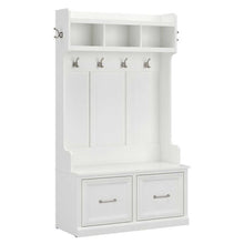 Load image into Gallery viewer, Bush Woodland Modern Hall Tree and Shoe Storage Bench with Doors White
