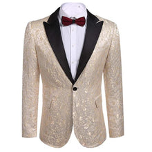 Load image into Gallery viewer, COOFANDY Men&#39;s Floral Party Dress Suit Blazer Notched Lapel Jacket 1 Button Tuxedo M
