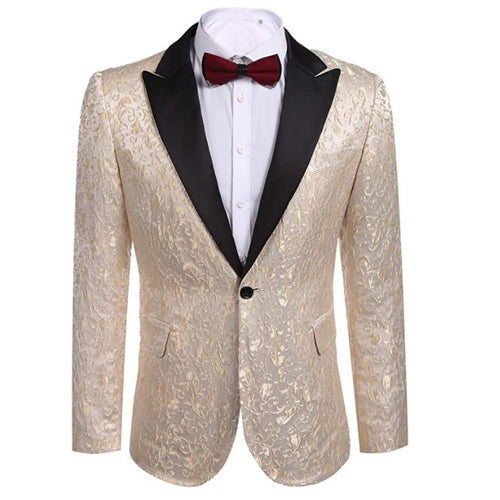 COOFANDY Men's Floral Party Dress Suit Blazer Notched Lapel Jacket 1 Button Tuxedo M