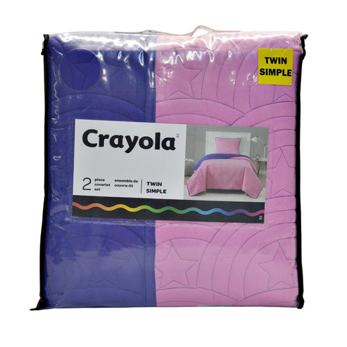 CRAYOLA 2PC Twin Coverlet Set - Purple/Pink
