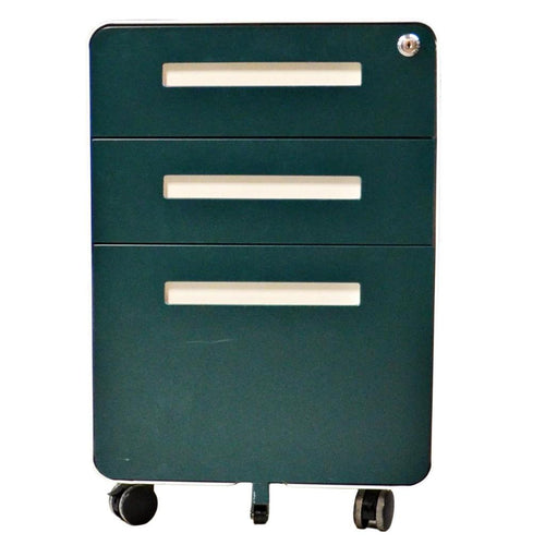 Carrara Mobile 3-Drawer Filing Cabinet with Lock Round Edge - White