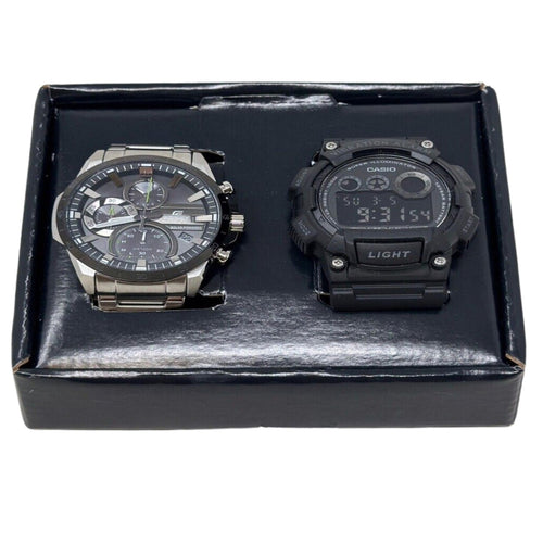 Casio Work and Play Men’s 2-watch Bundle EQS-940DB-1AVCR & W-735H-1BVCF