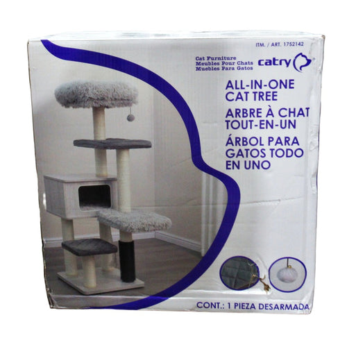 Catry Kasio 55 inch Cat Tree w/ 6 levels Large Condo Gray