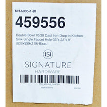 Load image into Gallery viewer, Cayton 33" 70/30 Offset Double-Bowl Cast Iron Drop-in Single Hole NH-6005-1-BI-Liquidation

