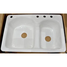 Load image into Gallery viewer, Cayton 33" 70/30 Offset Double-Bowl Cast Iron Drop-in Sink NH-6005-4-WH
