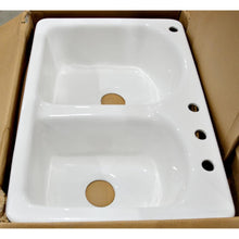 Load image into Gallery viewer, Cayton 33" 70/30 Offset Double-Bowl Cast Iron Drop-in Sink NH-6005-4-WH
