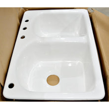 Load image into Gallery viewer, Cayton 33" 70/30 Offset Double-Bowl Cast Iron Drop-in Sink NH-6005-4-WH

