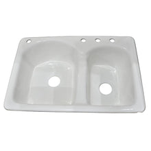 Load image into Gallery viewer, Cayton 33" 70/30 Offset Double-Bowl Cast Iron Drop-in Sink NH-6005-4-WH
