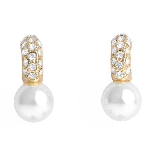 Cézanne Gold Crystals with Pearl Earrings