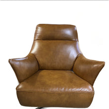 Load image into Gallery viewer, Natuzzi Brown Top Grain Leather Swivel Chair
