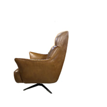Load image into Gallery viewer, Natuzzi Brown Top Grain Leather Swivel Chair
