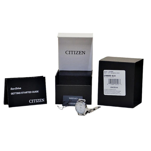 Citizen Women's Eco-Drive EM0899-81A Stainless Steel Mesh White Dial Watch
