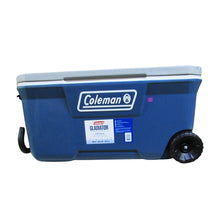 Load image into Gallery viewer, Coleman 100QT Wheeled Hard Cooler Blue
