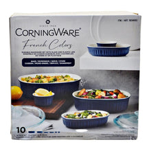 Load image into Gallery viewer, CorningWare Freezer To Oven Set 10 Pieces French Colors Blue

