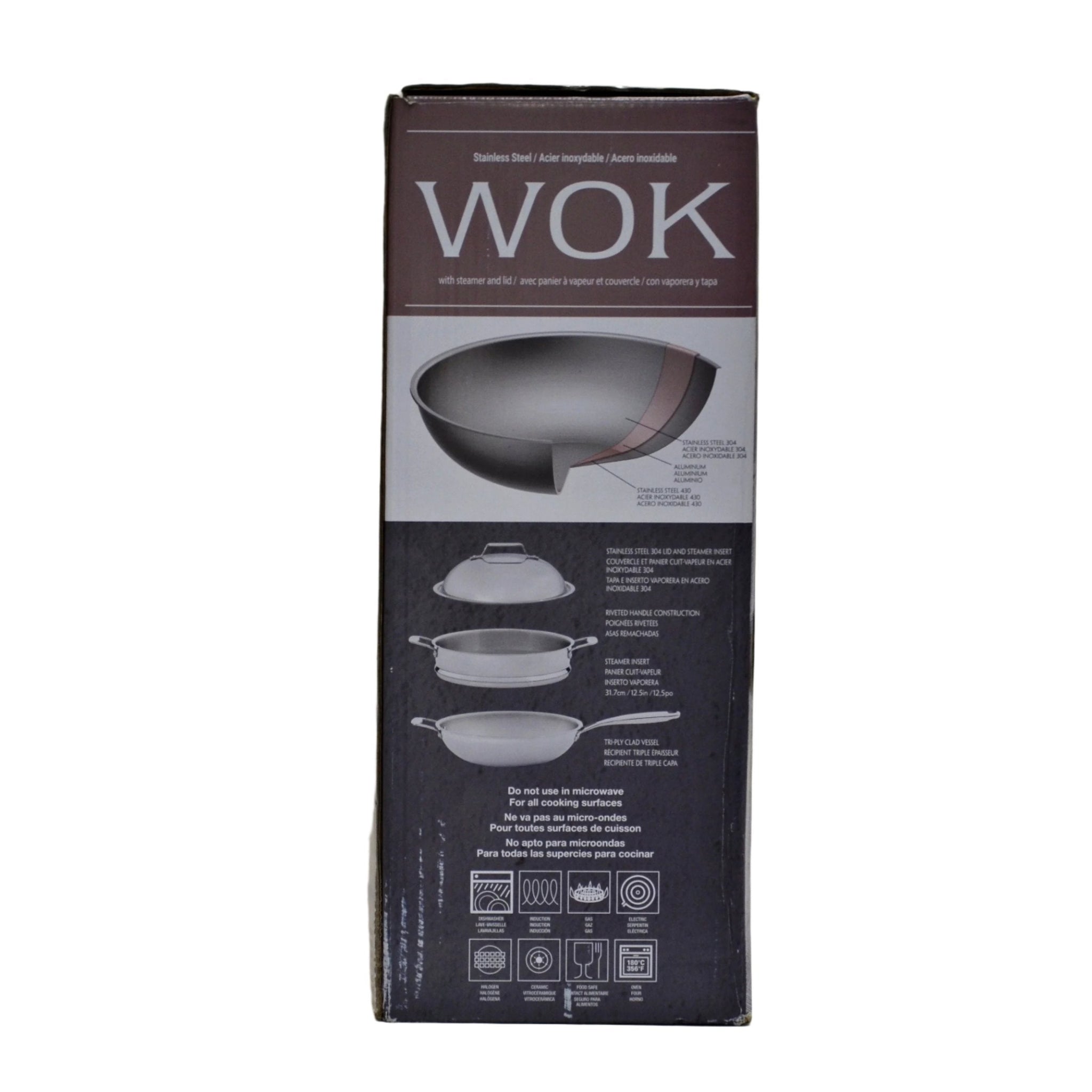 Wok with Steamer and Lid Stainless Steel 32cm – Liquidation