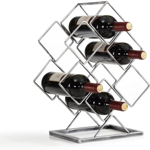 Danya B. Antique Silver Electroplated 6 Bottle Wine Rack