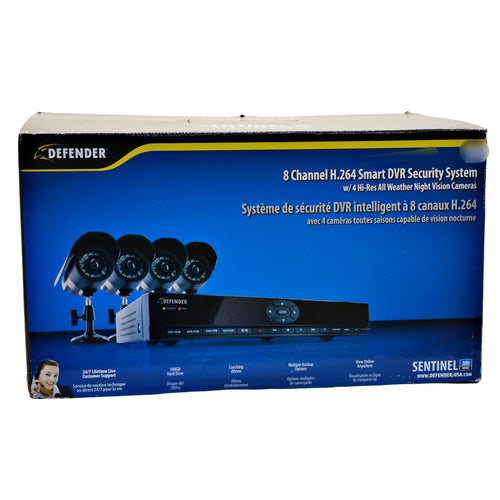 Defender 8 CH H.264 DVR Security System 4 Hi-Res CCD Night Vision Cameras
