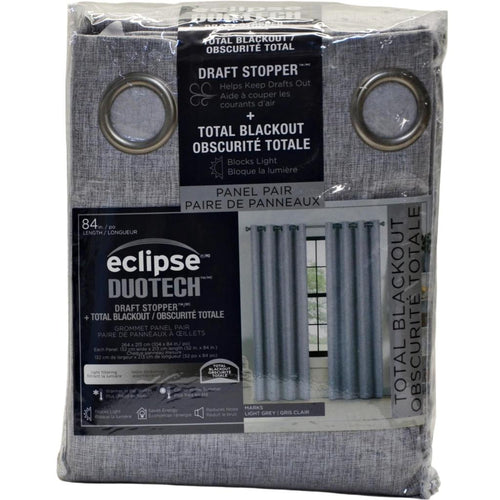 Eclipse DuoTech Collection Blackout 84in Curtain Panel, 2 panel Light Grey