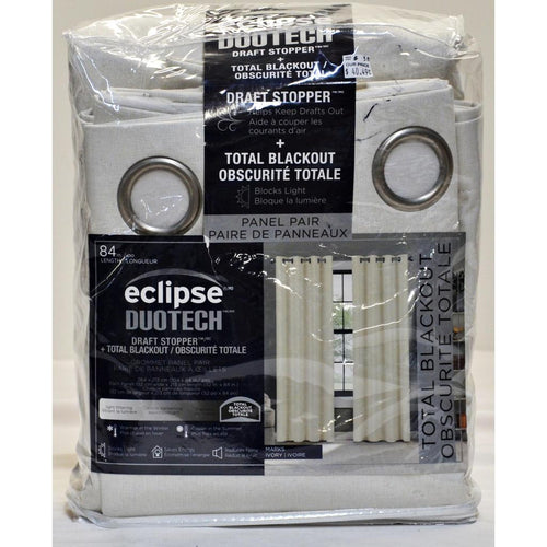 Eclipse DuoTech Collection Blackout 84in Curtain Panel, 2 panel White