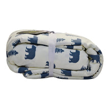 Load image into Gallery viewer, Eddie Bauer Home Flannel Sheet Set Ivory/Blue Bear &amp; Trees Print Queen
