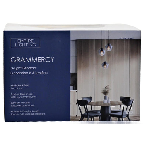 Empire Lighting Grammercy LED 3-Light Pendant Matte Black