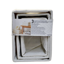 Load image into Gallery viewer, Faux Wicker Bins in Herringbone Weave 3 Pieces White
