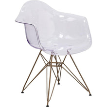 Load image into Gallery viewer, Flash Furniture Allure Series Transparent Side Chair with Gold Base
