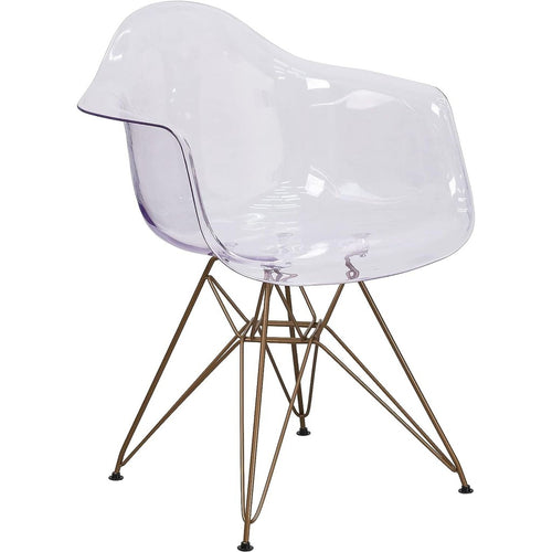Flash Furniture Allure Series Transparent Side Chair with Gold Base