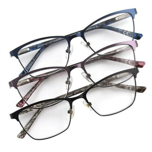 Foster Grant Design Optics Women's Square Cat Eye Reading Glasses 3-Pack +2.00