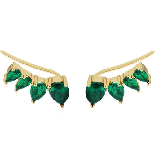 Galleria Armadoro Poire emerald green cz ear gold vermeil ear crawlers