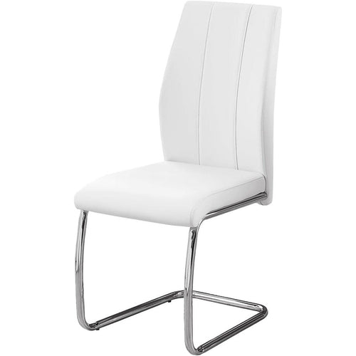 Geri Contemporary Dining Chair 2 Pack with Chrome Frame White