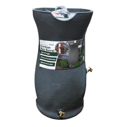 Good Ideas 50 Gallons Plastic Drainable Planter Rain Barrel Grey