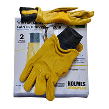 Load image into Gallery viewer, Holmes Workwear Water-Resist 2 pk Winter Leather Glove L - Yellow-Clothing-Liquidation Nation
