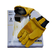 Load image into Gallery viewer, Holmes Workwear Water-Resist 2 pk Winter Leather Glove L - Yellow-Liquidation
