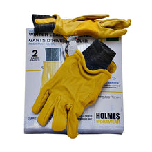 Load image into Gallery viewer, Holmes Workwear Water-Resist 2 pk Winter Leather Gloves - Yellow-Liquidation Store
