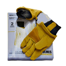 Load image into Gallery viewer, Holmes Workwear Water-Resist 2 pk Winter Leather Gloves M - Yellow
