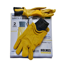 Load image into Gallery viewer, Holmes Workwear Water-Resistant 2 pk Winter Leather Gloves XL-Yellow-Liquidation Store
