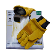 Load image into Gallery viewer, Holmes Workwear Water-Resistant 2 pk Winter Leather Gloves XL - Yellow
