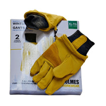 Load image into Gallery viewer, Holmes Workwear Water-Resistant 2 pk Winter Leather Gloves XL-Yellow
