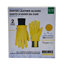 Load image into Gallery viewer, Holmes Workwear Water-Resistant 2 pk Winter Leather Gloves XL - Yellow
