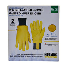 Load image into Gallery viewer, Holmes Workwear Water-Resistant 2 pk Winter Leather Gloves XL-Yellow
