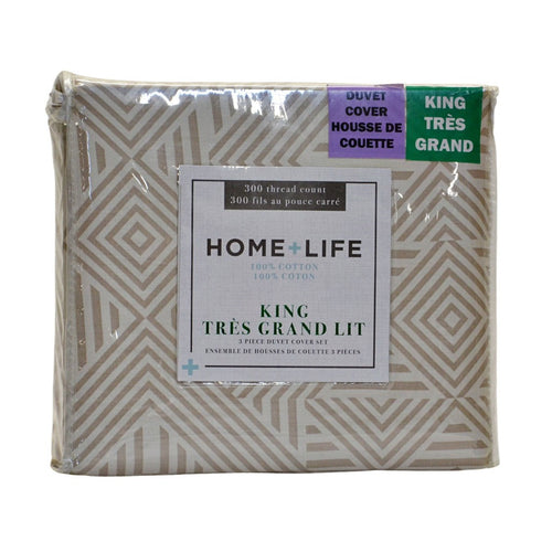 Home+Life Duvet Set Akua Gold-Tone Diamond Print - King